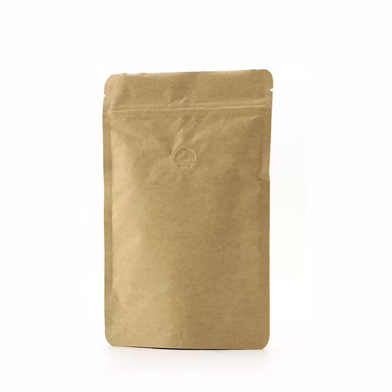 Design di imballaggio personalizzato, sacchetto di plastica con cerniera biodegradabile, sacchetto di imballaggio stand up, sacchetto di carta Kraft impermeabile con chiusura a cerniera con valvola per caffè in grani, tè, cibo per animali domestici